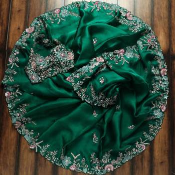 Tulsi Fab Green Colour heavy embroidery Work Saree With Heavy Blouse